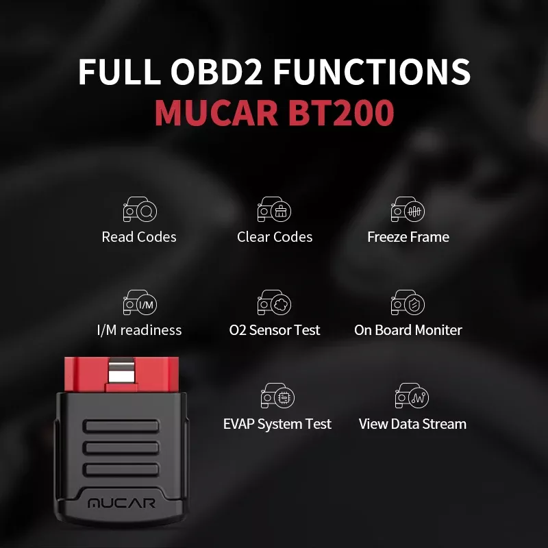 MUCAR BT200 OBD2 scanner système complet outils de diagnostic huile SAS réinitialiser gratuit lecteur de code de voiture Travailler avec MUCAR App sur iOS & Android