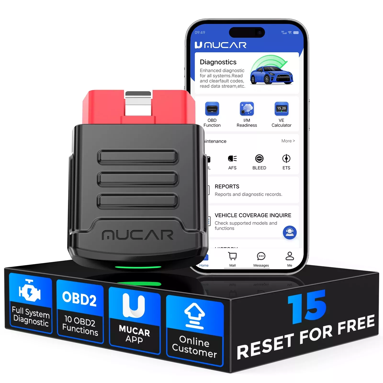 MUCAR BT200 PRO OBD2 scanner système complet outils de diagnostic 15 réinitialisation lecteur de code de voiture sans fil 2024 Mucar scanner