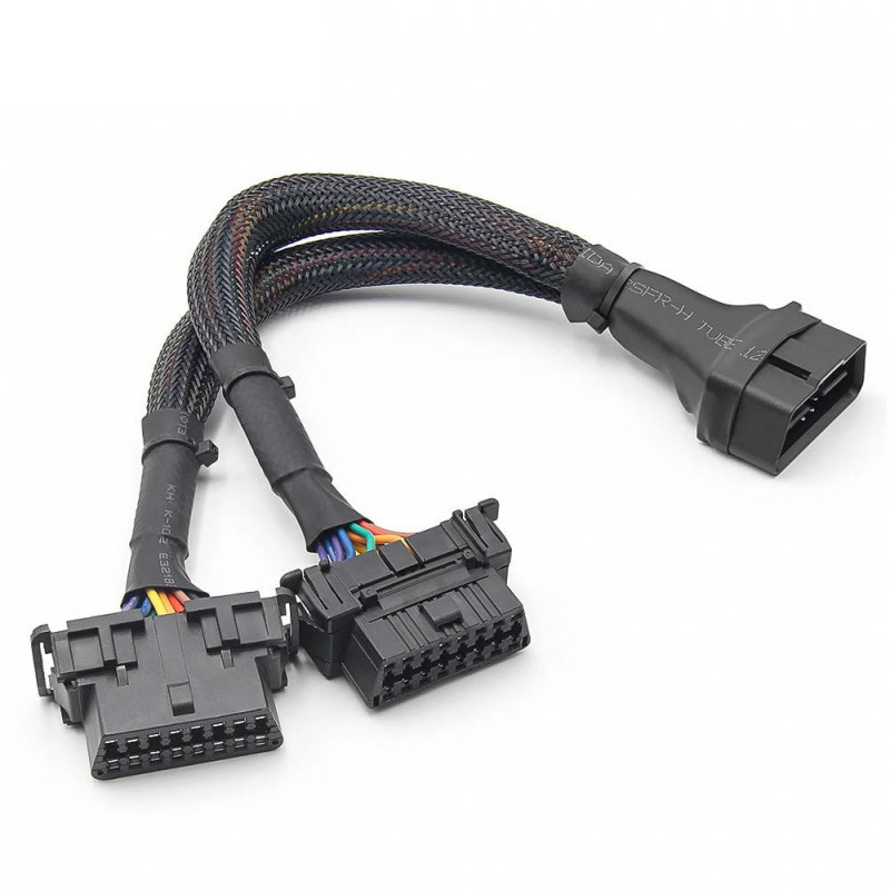 Câble Adaptateur OBD2 Splitter 16 Broches – Extension 1x Mâle et 2x Femelle, 30 cm
