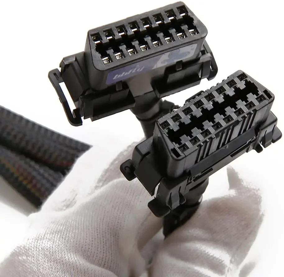 Câble Adaptateur OBD2 Splitter 16 Broches – Extension 1x Mâle et 2x Femelle, 30 cm