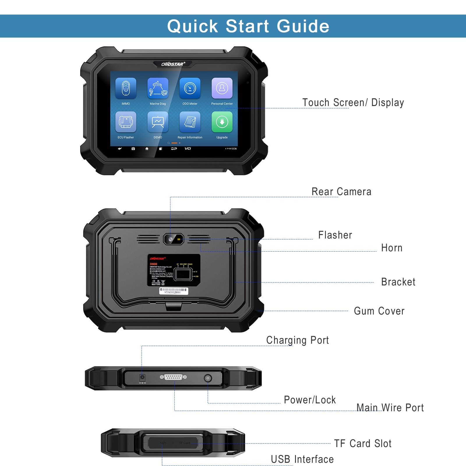 Configuration OBDSTAR D800 C + D pour le diagnostic intelligent de marine/jet ski/hors bord/à bord/générateur