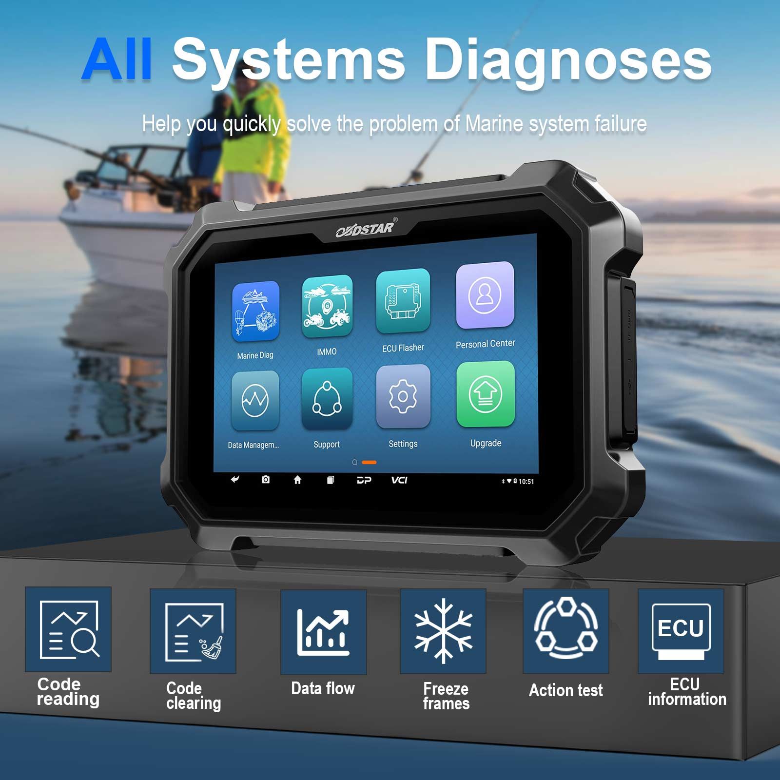 Outil de diagnostic marin de configuration OBDSTAR D800 A + B le plus récent pour Jetski et hors bord
