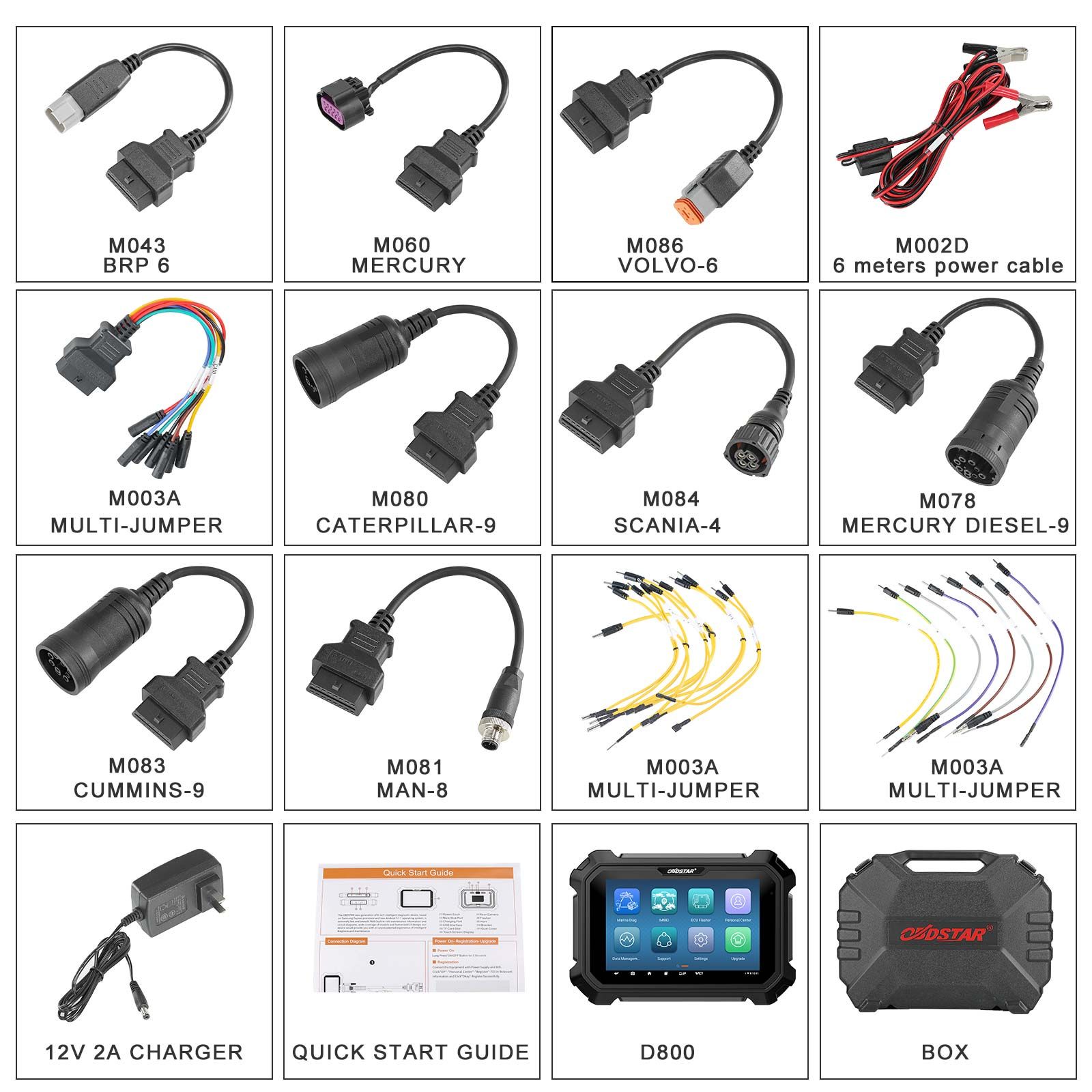 2025 OBDSTAR D800 A + B + C + D Outil de diagnostic marin de configuration complète pour le générateur de jet ski / hors bord / à bord