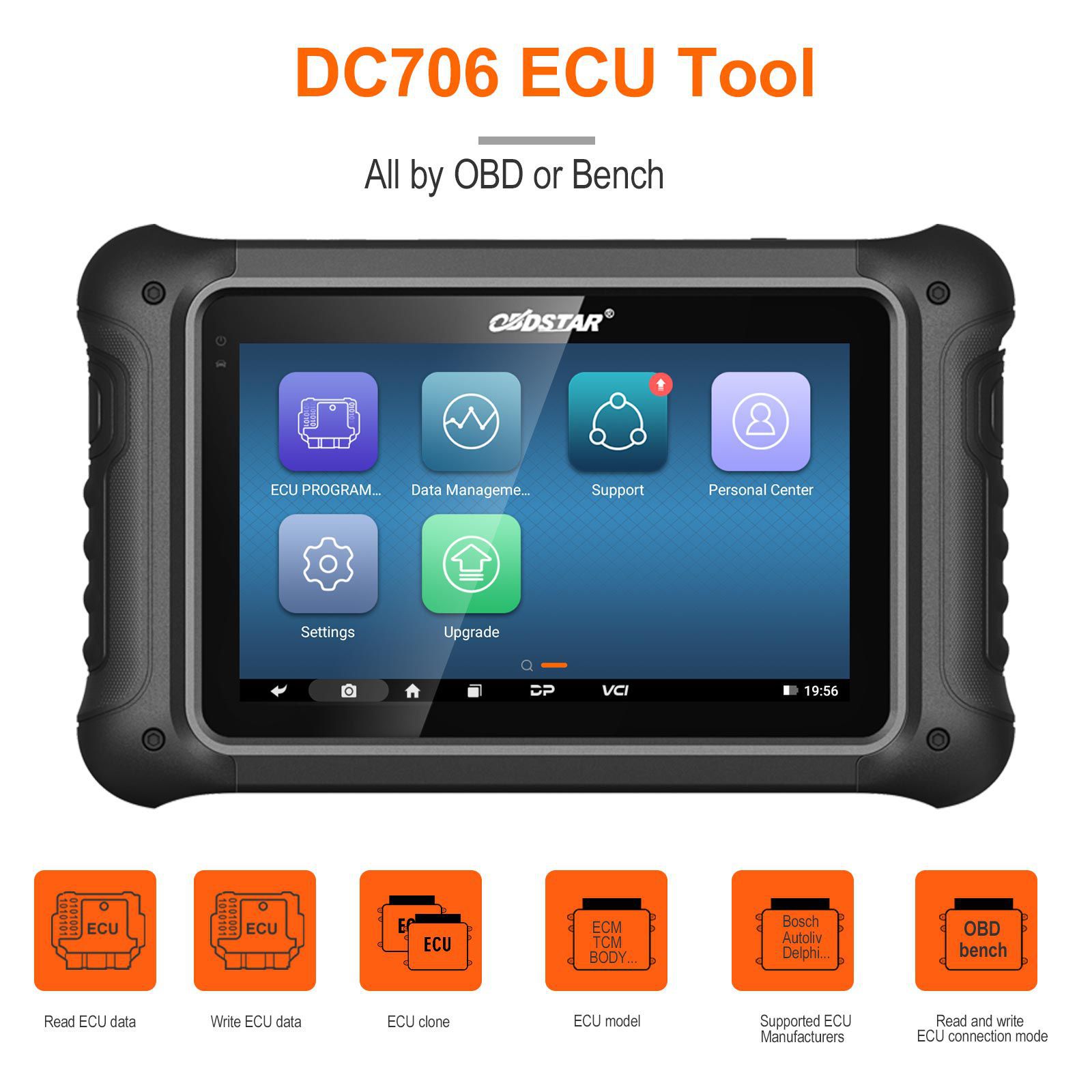 Obdstar dc706 ECU Tool full version plus P003 adaptateur et ECU Workbench câble pour la lecture des données Bosch ECU via obd ou Workbench CS code PIN ECU Clone / all