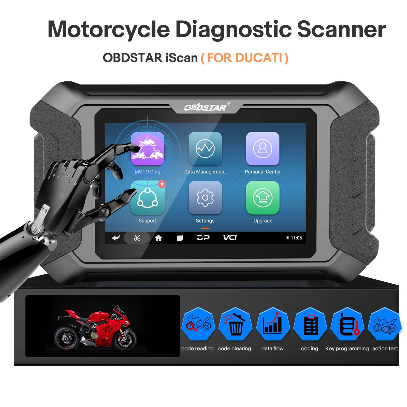 OBDSTAR iScan pour l'outil de diagnostic de moto DUCATI avec le diagnostic de support de câble M041 et la programmation clé et l'étalonnage de l'odomètre