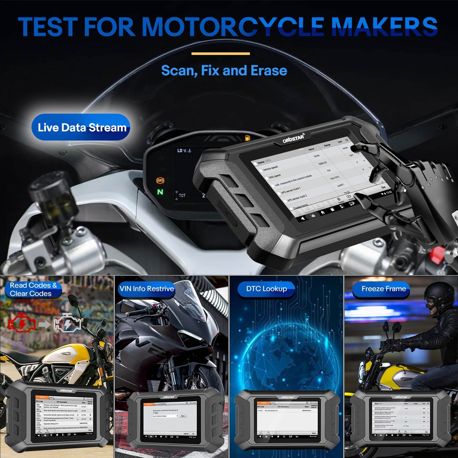 OBDSTAR iScan pour l'outil de diagnostic de moto DUCATI avec le diagnostic de support de câble M041 et la programmation clé et l'étalonnage de l'odomètre