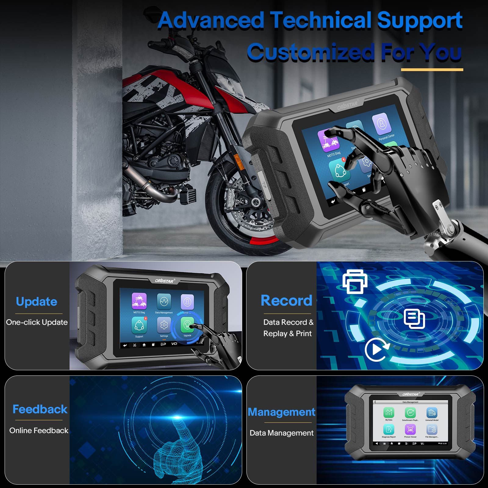 OBDSTAR iScan pour l'outil de diagnostic de moto DUCATI avec le diagnostic de support de câble M041 et la programmation clé et l'étalonnage de l'odomètre