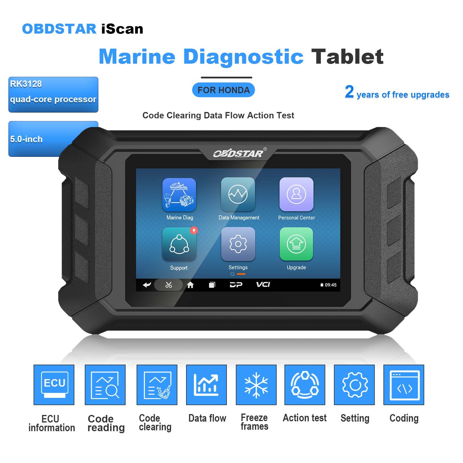 OBDSTAR iScan pour HONDA Marine Diagnostic Tablet Code Reading Code Clearing Data Flow Action Test pour 2004 -2022 Jet Skil Outboard Model