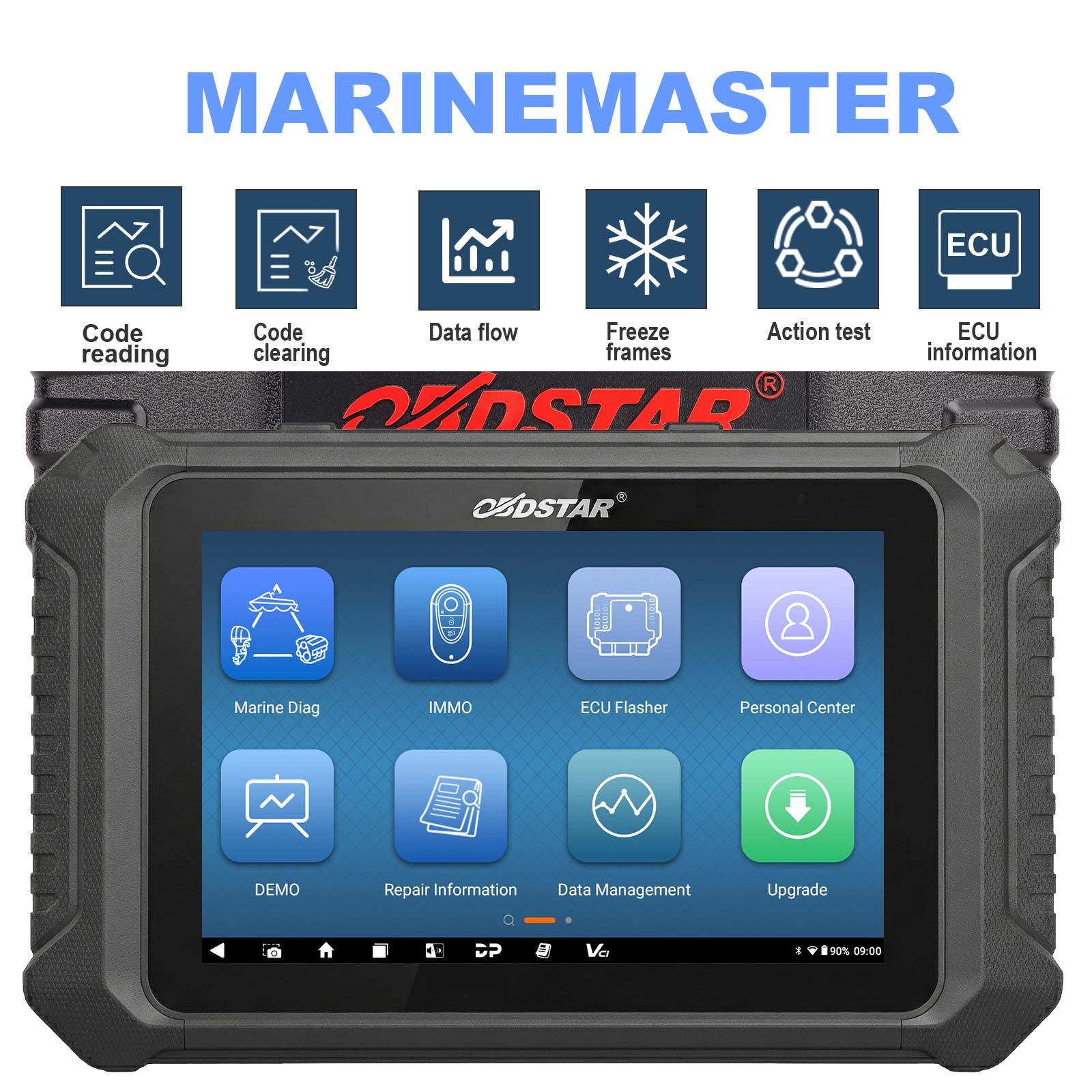 OBDSTAR Marine Master pour jet ski / hors bord / à bord / générateur, lire / effacer le code, flux de données, cadres de gel, essai d'action