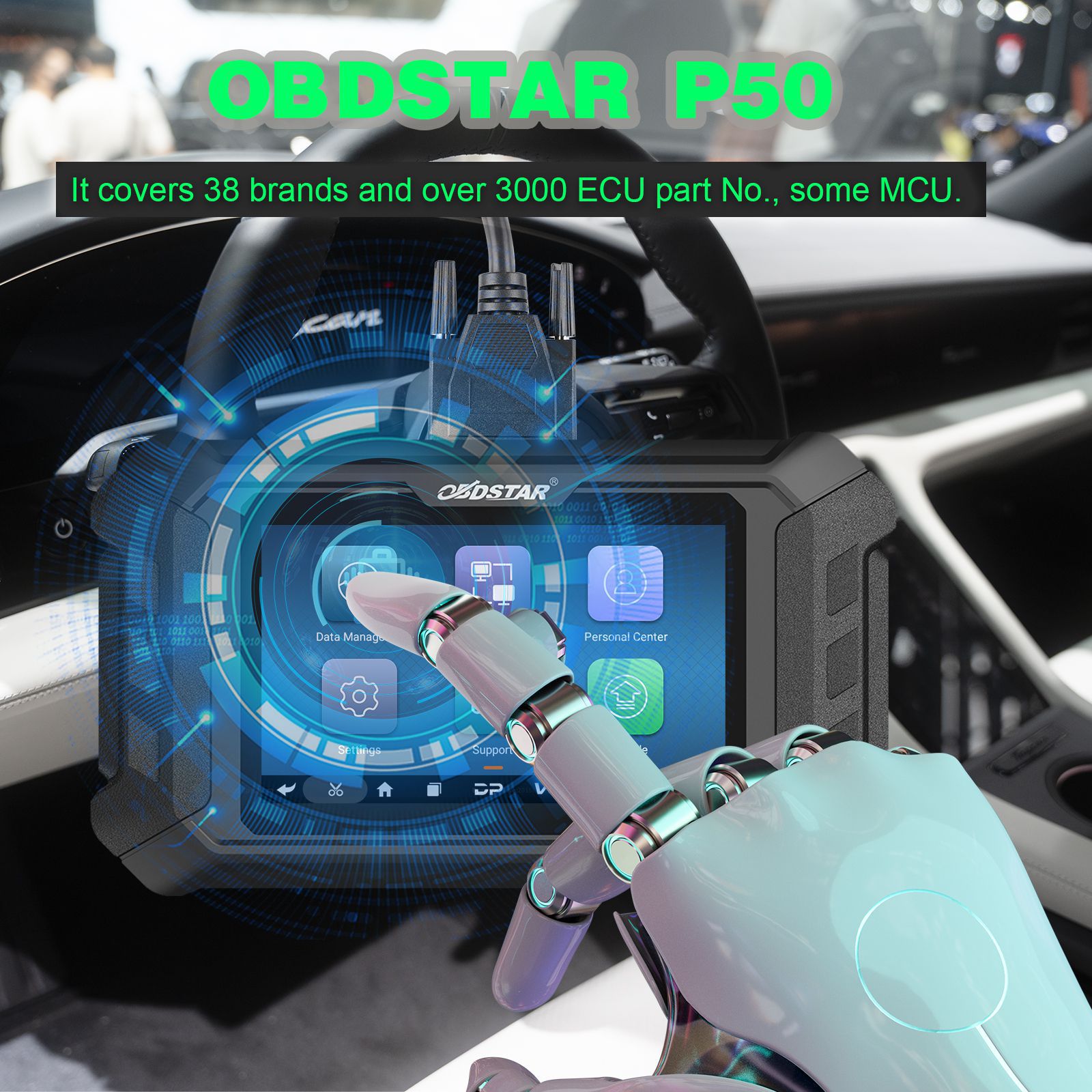 Obdstar P50 Airbag Reset Smart Airbag Reset Tool couvre 38 marques et plus de 6600 + numéros de pièces ECU.