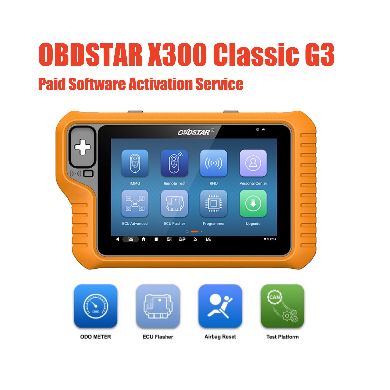 OBDSTAR X300 Classique G3 Cluster Calibration + Airbag Reset + ECU Flasher + Plateforme d'essai Service d'activation de logiciel payant