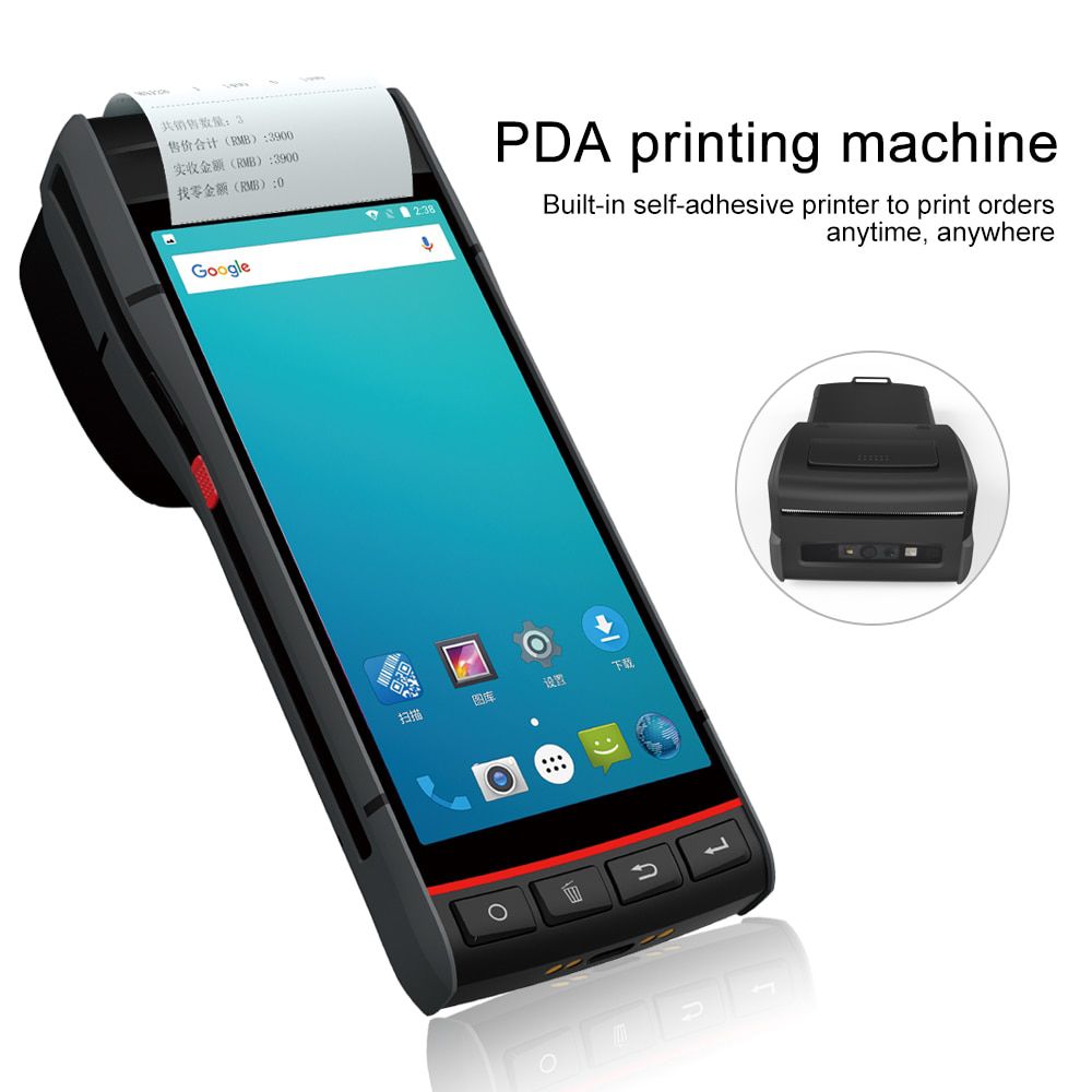 5,5 "PDA skid mounted PDA bar code scanner NFC RFID Thermal printer handterminal Android 8.1 wifi Bluetooth Logistics Warehouse