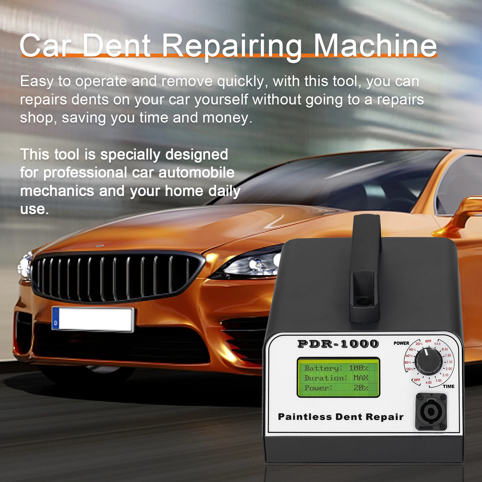 PDR-1000 Machine de réparation de dents sans peinture de voiture Appareil de réparation de dents de corps automatique Outil d'enlèvement de dents portable réglable temps / puissance