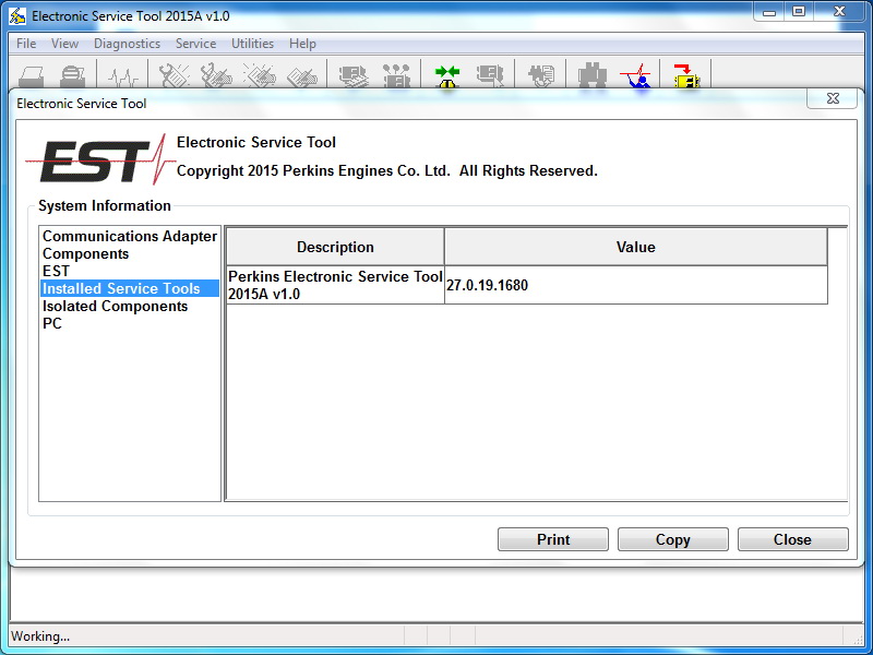 Logiciel Perkins EST 2015A
