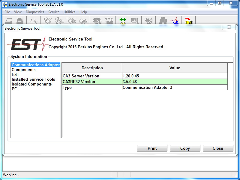 Logiciel Perkins EST 2015A