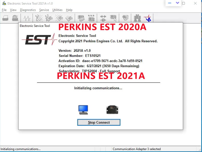 Perkins est Electronic Service Tool Diagnostic Software full Function 2021a + one PC active