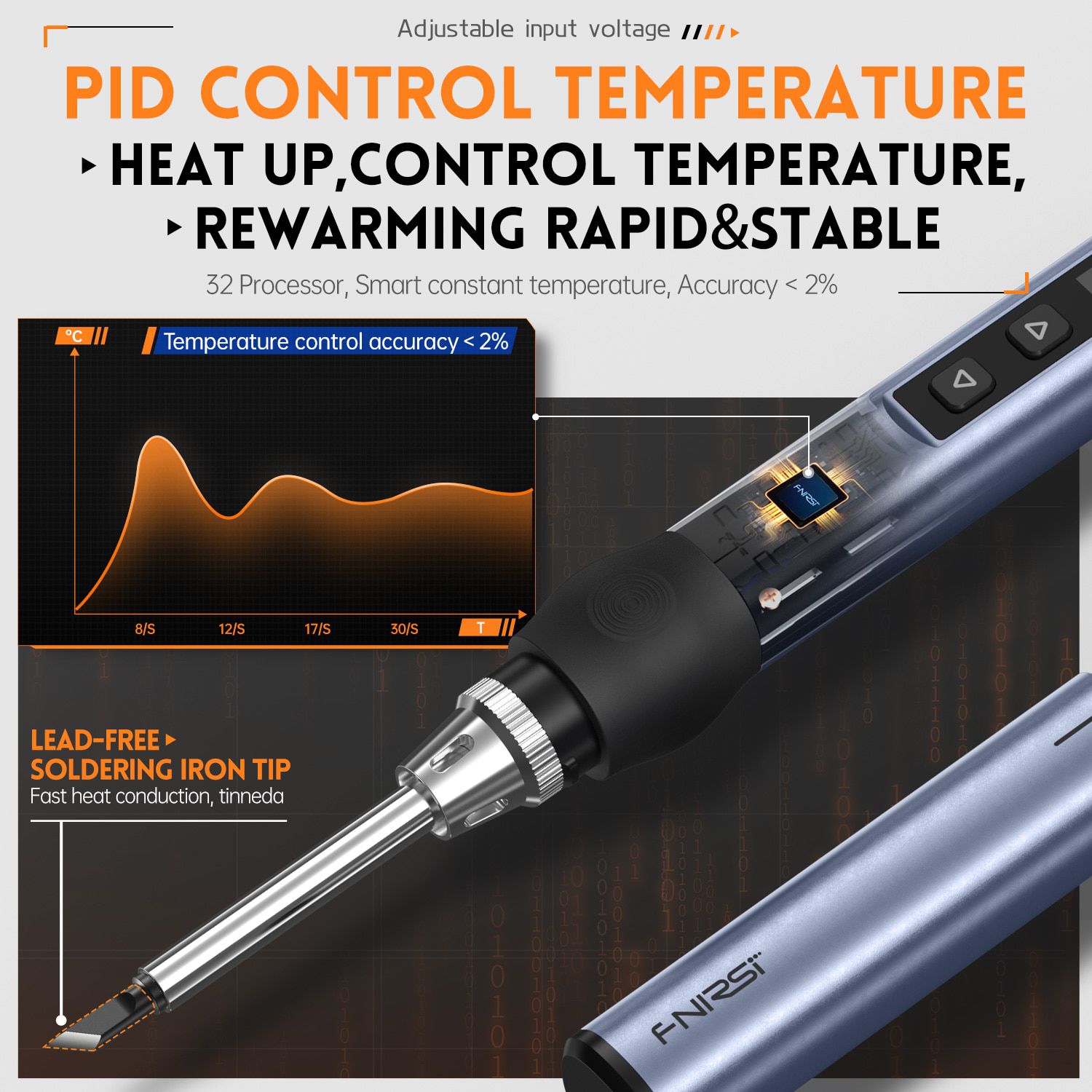Fnirsi HS - 01 fer à souder électrique intelligent Pd 65w réglable température constante chauffage rapide portable fer à souder station Kit