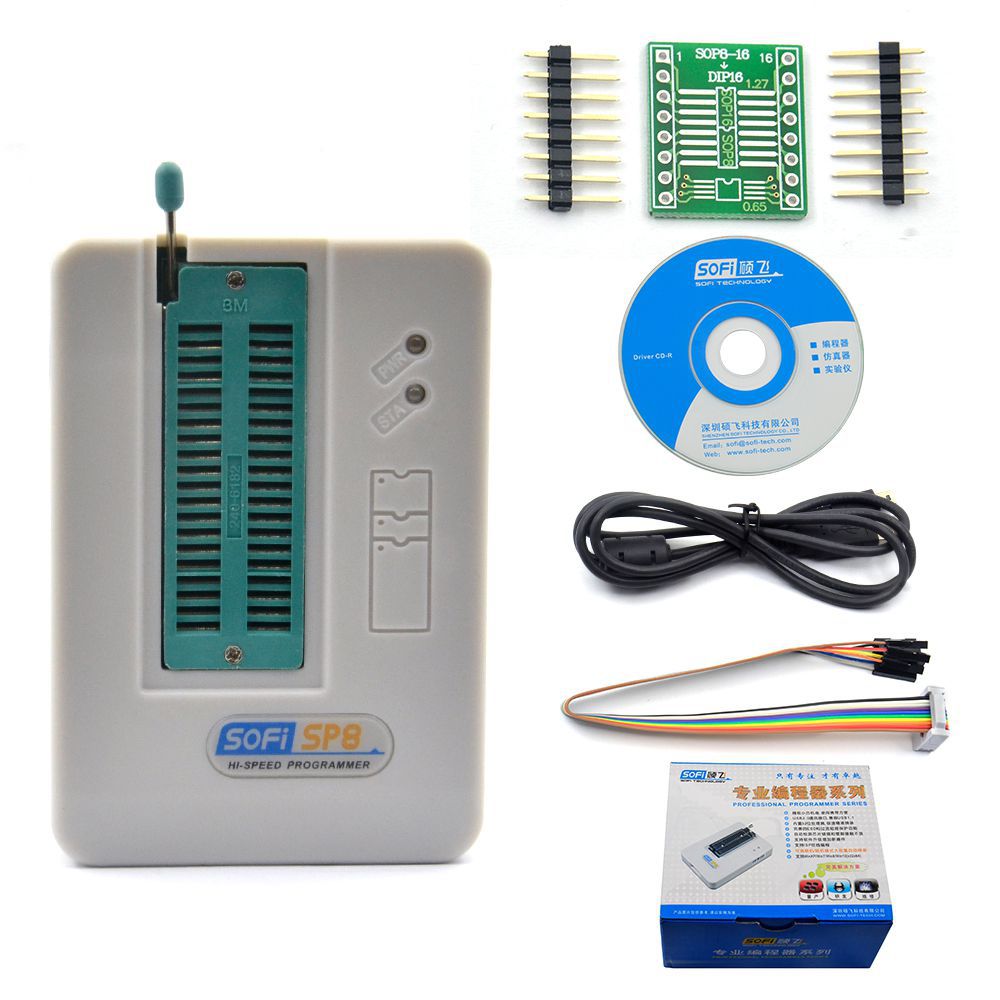 Programmeur USB professionnel à grande vitesse Sofi sp8 - a EEPROM BIOS Flash ISP 40 pin adaptateur 24 25 93 pour plus de 4000 puces IC