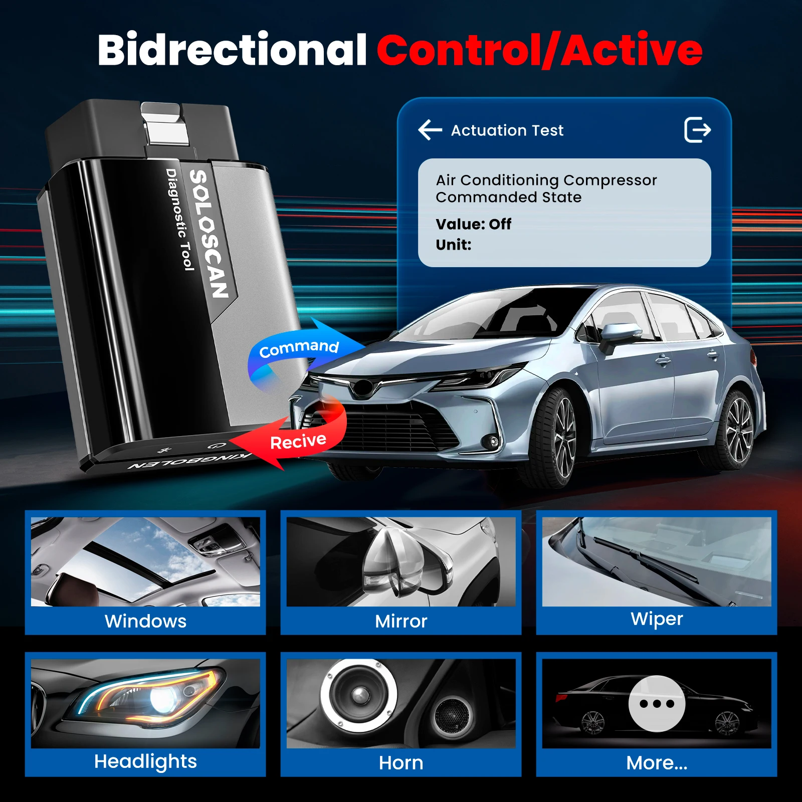 Soloscan pour Toyota et Lexus – Scanner OBD2 Bluetooth avec mises à jour gratuites, outil de diagnostic bidirectionnel pour iOS et Android