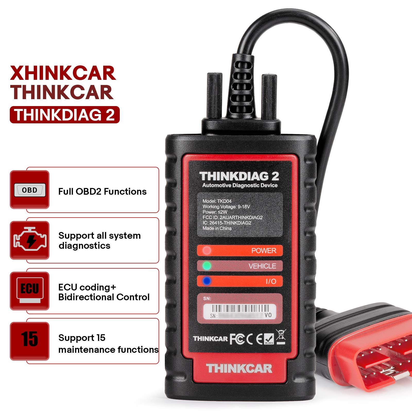 2025 THINKCAR Thinkdiag2 Outil de diagnostic bidirectionnel de tous les systèmes avec protocole CAN-FD Codage automatique de l'ECU VIN 15+ Fonctions de réinitialisation Un an Mise à jour gratuite