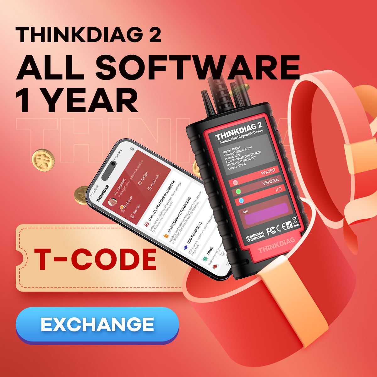 THINKCAR Thinkdiag2 Licence de toutes les marques de voitures Abonnement à la mise à jour logicielle d'un an (sans matériel)