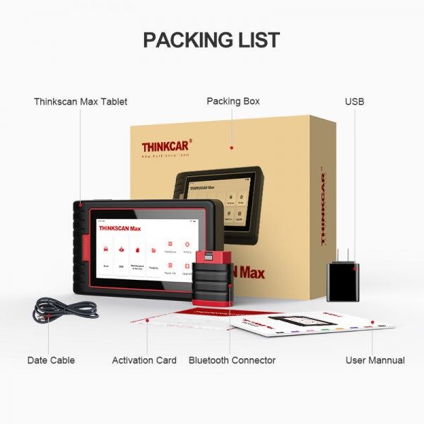 THINKCAR ThinkScan Max All System Scanner de diagnostic de voiture avec 28 fonctions de maintenance Mise à jour gratuite à vie