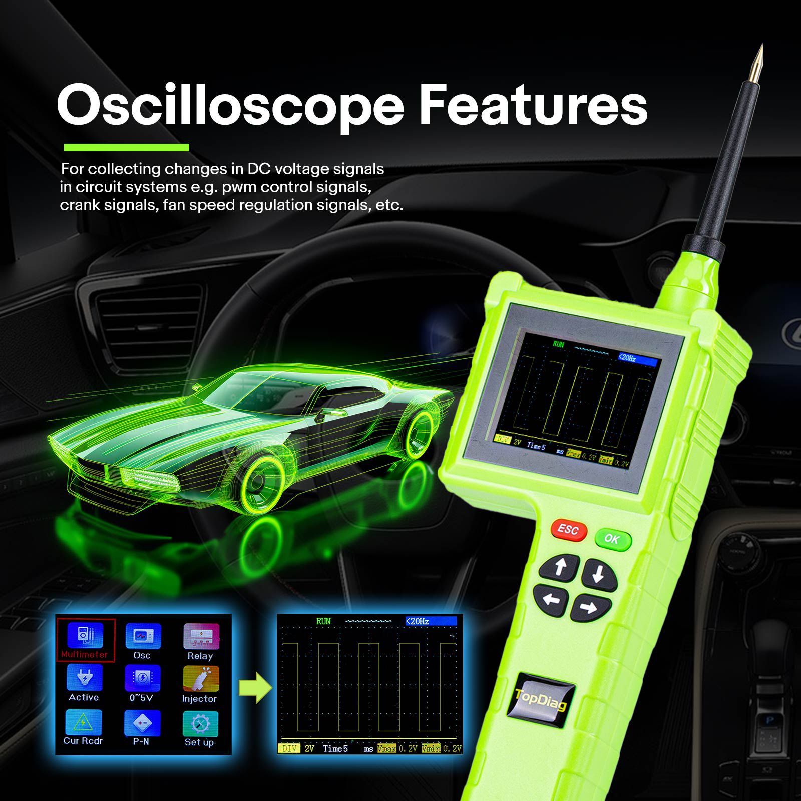 TOPDIAG P200 Pro P200Pro Détecteurs de circuit intelligents de nouvelle génération pour tous les 9V-48V pour bateau de camion de voiture