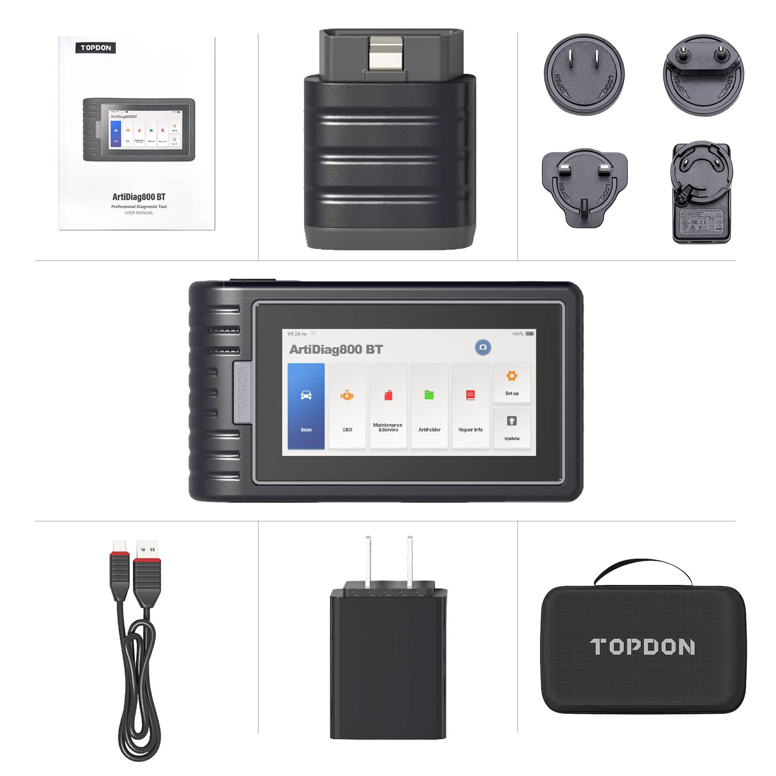 2024 TOPDON Artidiag 800 BT Mid-level All System Diagnostic Tool avec 28 fonctions de service Mise à niveau gratuite à vie Multi-langue