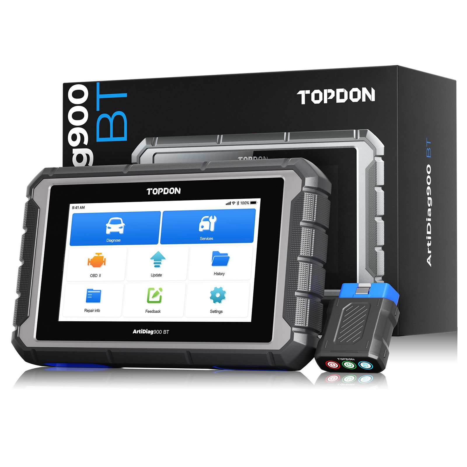 2025 TOPDON ArtiDiag 900 BT AD900BT Outil de diagnostic bidirectionnel prend en charge le codage de l'ECU 28 fonctions de service 2 ans Mise à jour gratuite