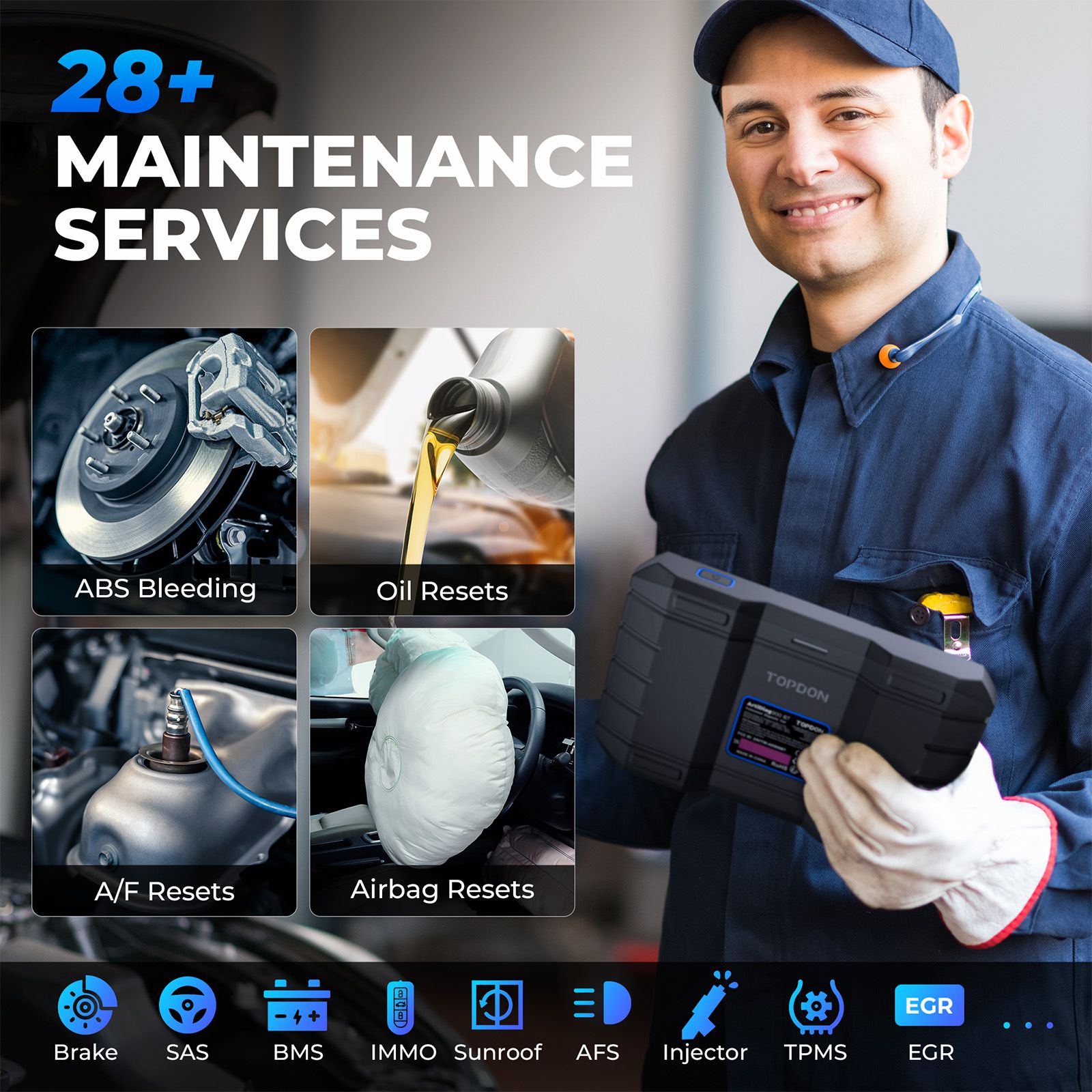 2025 TOPDON ArtiDiag 900 BT AD900BT Outil de diagnostic bidirectionnel prend en charge le codage de l'ECU 28 fonctions de service 2 ans Mise à jour gratuite