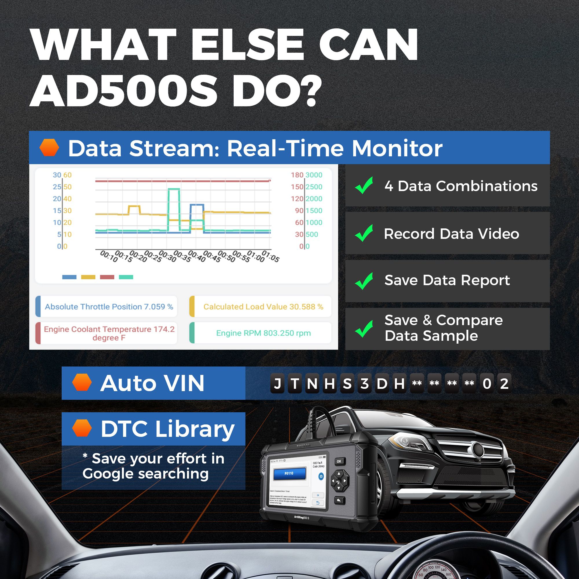 Topdon artidiag500s OBD2 Diagnostic Scanner tous les systèmes ABS airbag DPF Oil Reset Automotive Diagnostic tool