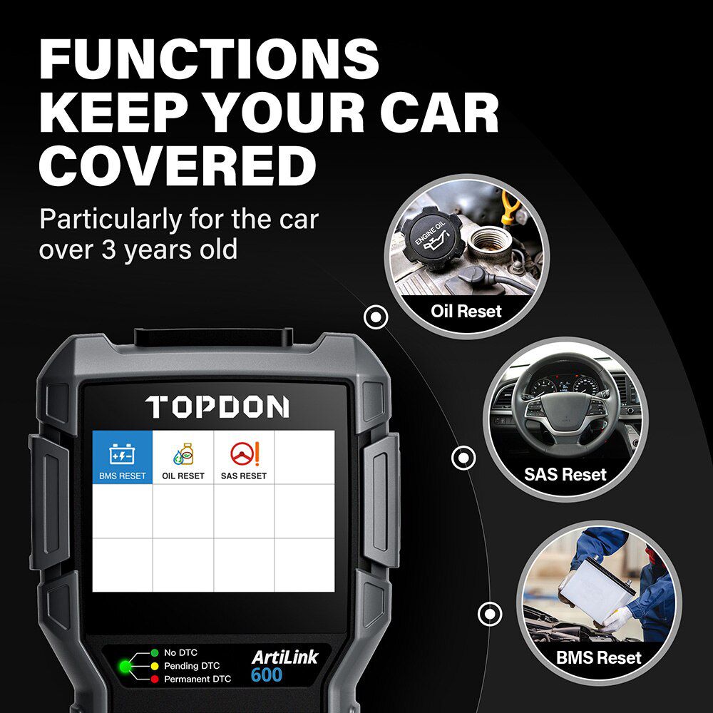 Topdon artilink600 OBD2 outil de diagnostic automobile mise à jour gratuite à vie diagnostic de balayage automobile ABS SRS test moteur scanner automatique