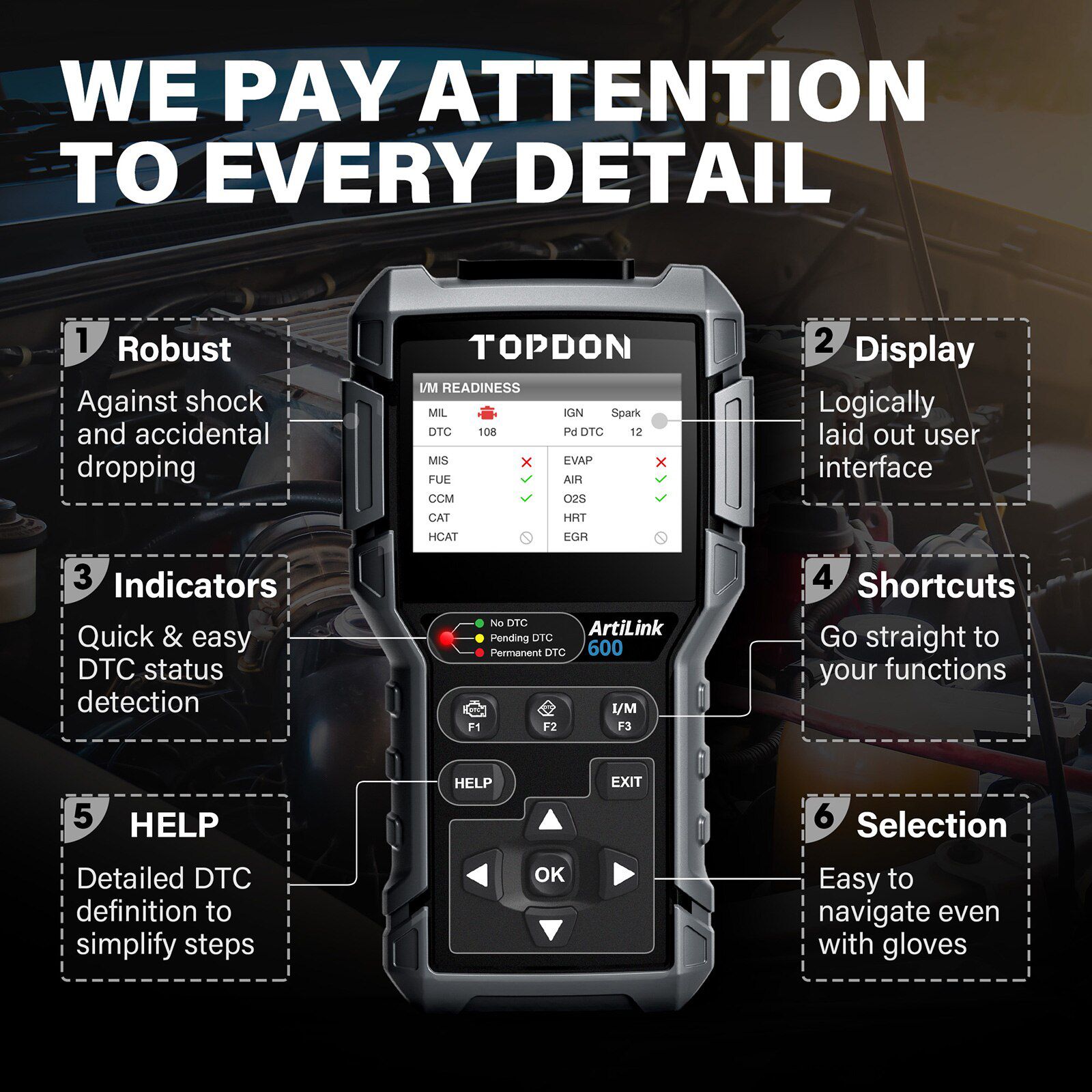 Topdon artilink600 OBD2 outil de diagnostic automobile mise à jour gratuite à vie diagnostic de balayage automobile ABS SRS test moteur scanner automatique
