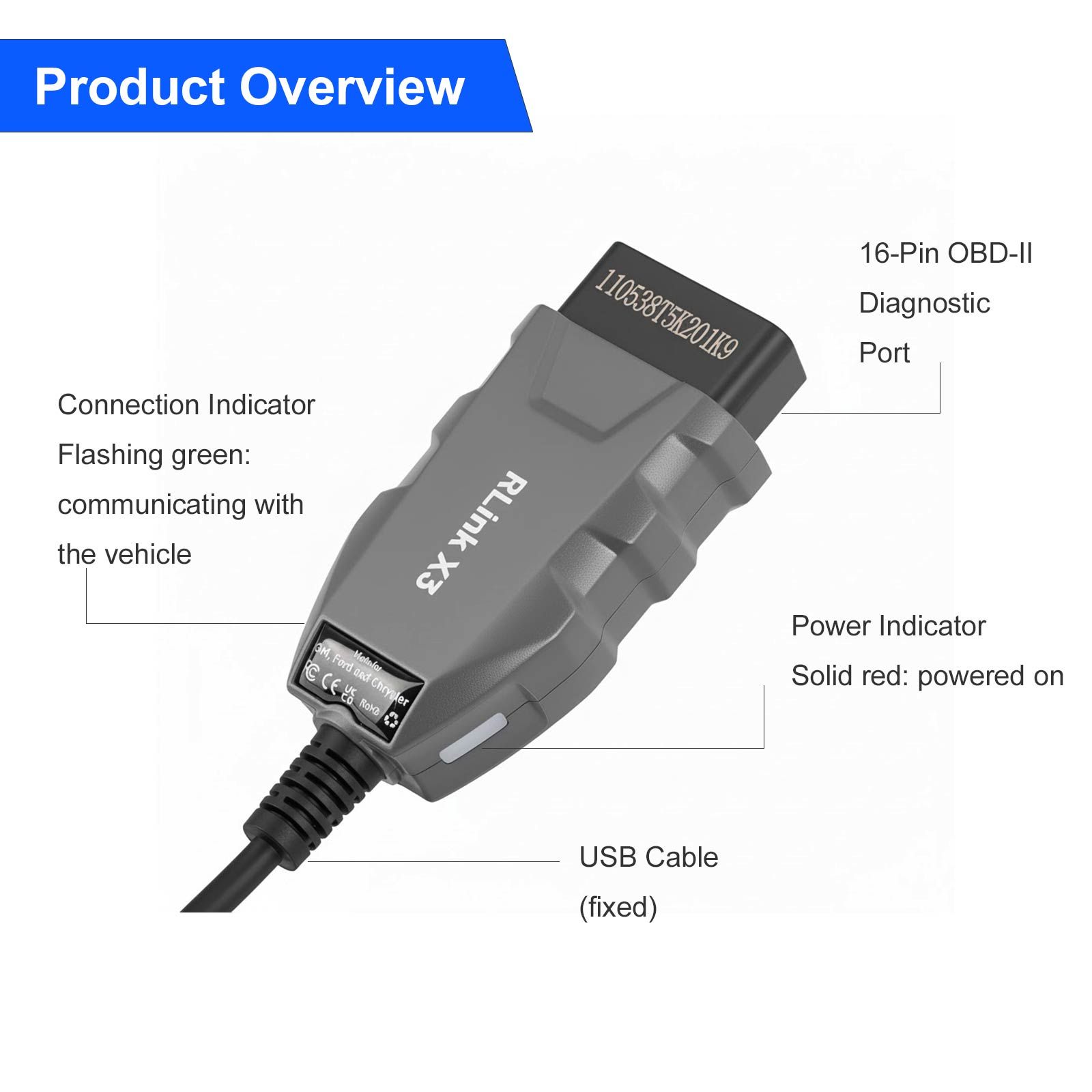 Programmateur Pass-thru TOPDON RLink X3 J2534 2026 pour marques américaines – GM, Ford und Chrysler