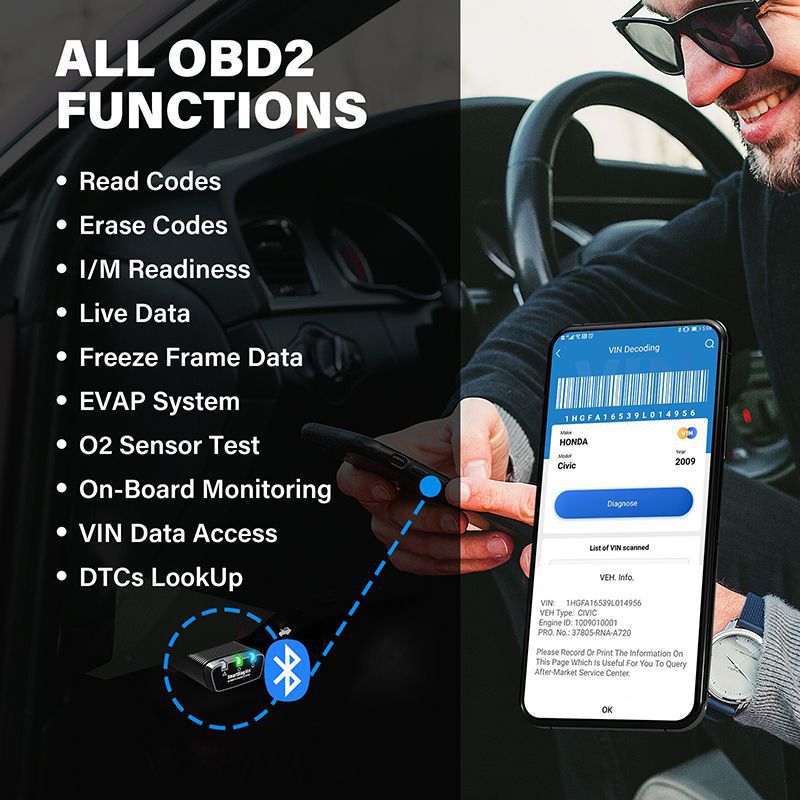 Topdon smartdiag Mini OBD2 Bluetooth scanner car OBD2 Automotive Diagnostic tool TPMS SRS immo key code reader PK thinkcar autel