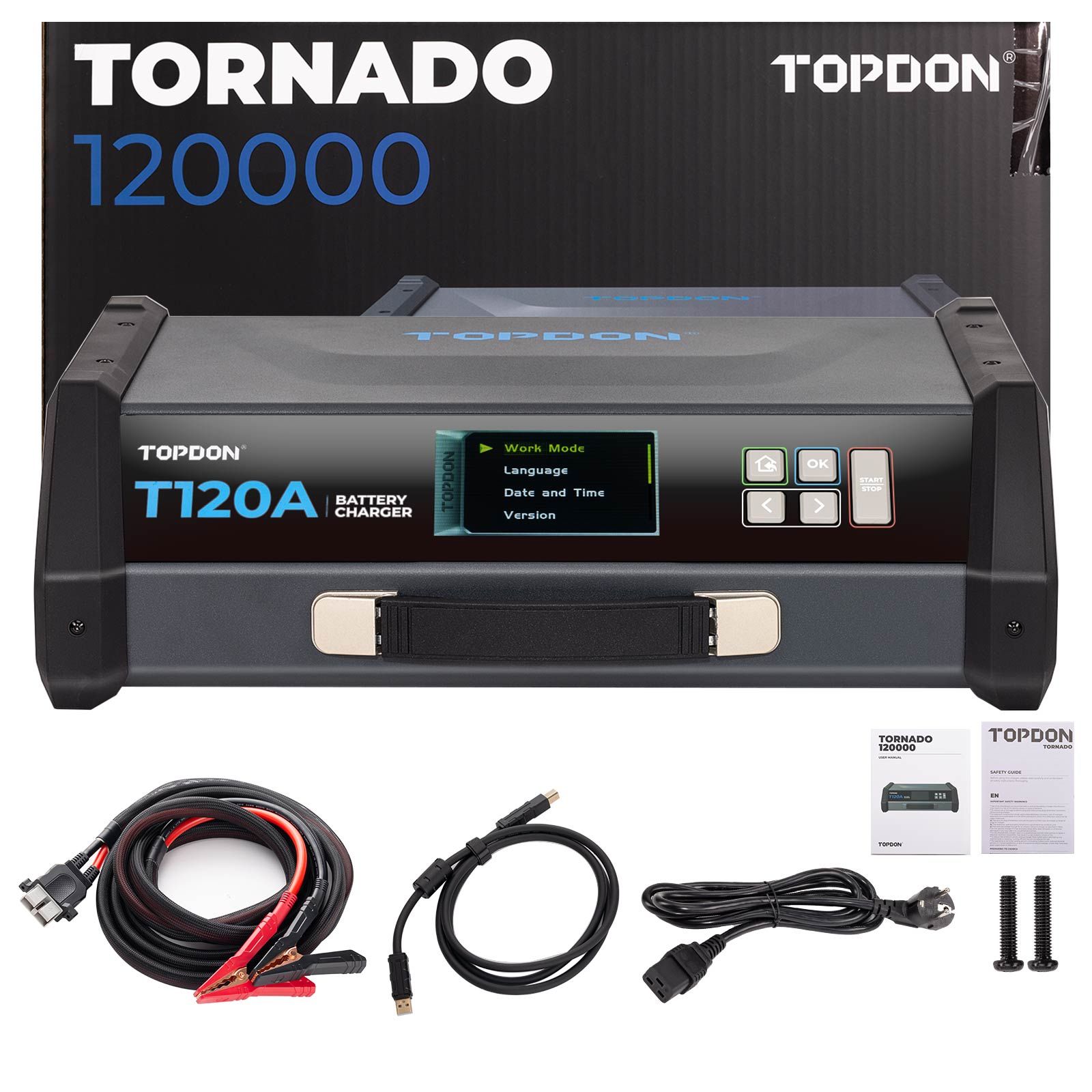 TOPDON TORNADO 120000 5M (16 Pieds) Pince-T120A (T1200005) Alimentation électrique et chargeur de batterie