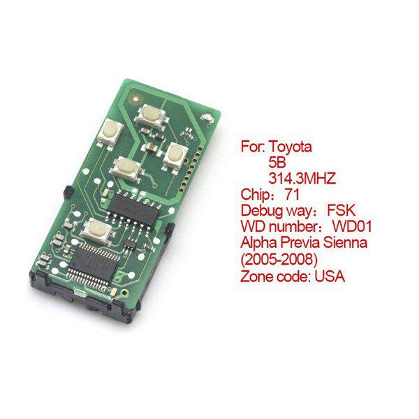 Toyota Smart Card 5 button 3143mhz