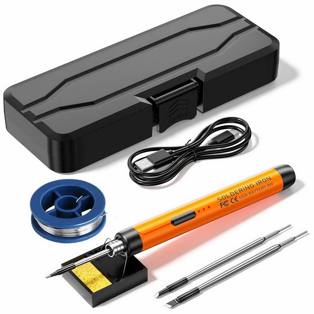 Kit de Fer à Souder USB à Température Réglable 300–450 °C, Batterie 1000 mAh Type-C, Outil Intelligent de Soudure