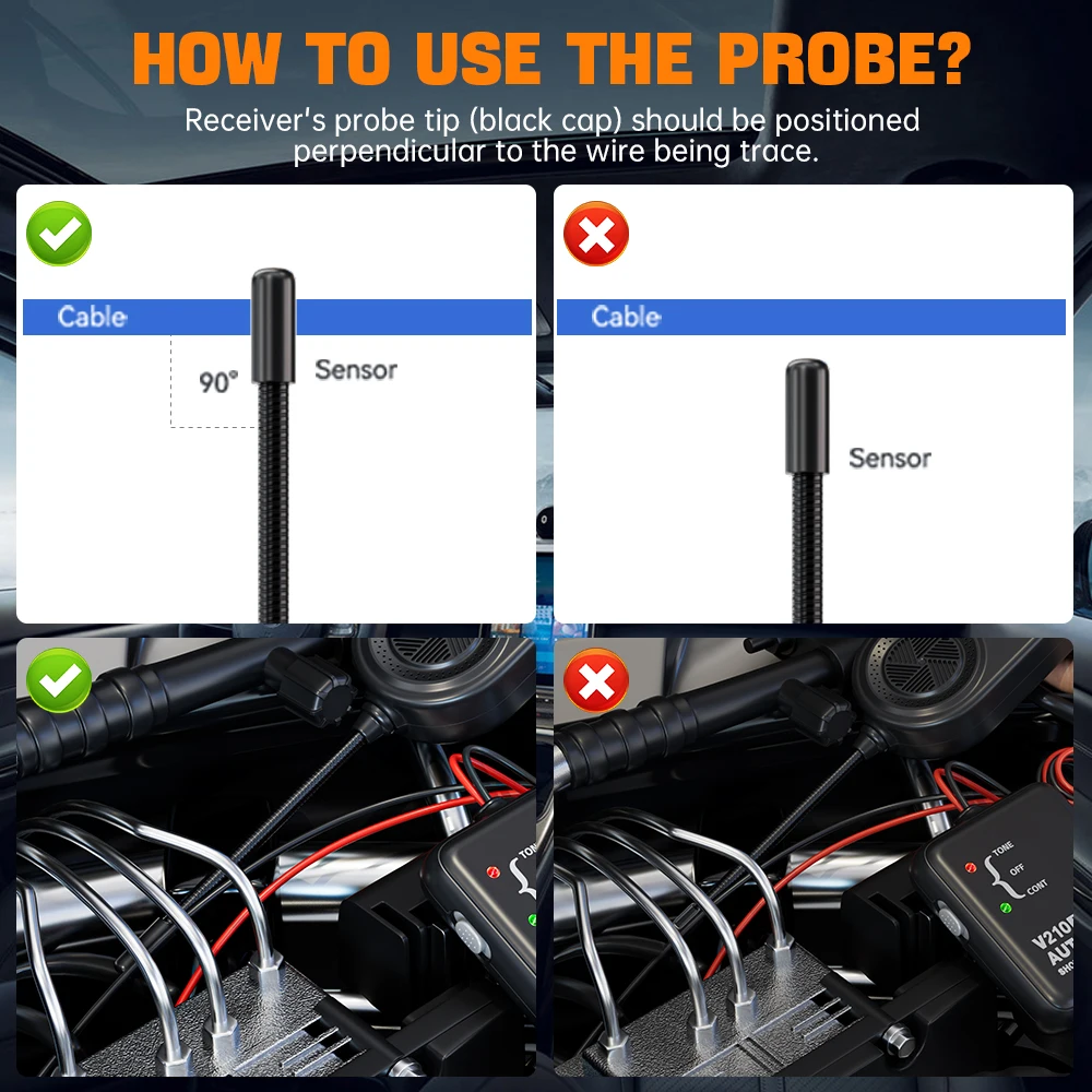 VDIAGTOOL V210 Testeur de Circuit Automobile – Détecteur de Coupure et Court-Circuit, Localisateur de Câbles Défectueux