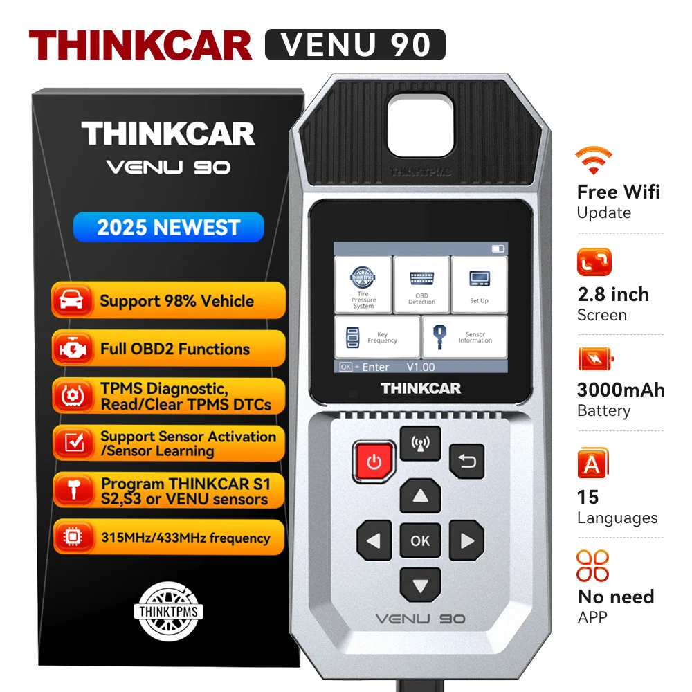 THINKCAR VENU 90 TPMS outil de pression de pneu réapprendre activer les capteurs de programmation pour 315MHz/433MHz voiture OBD2 lecteur de code diagnostic