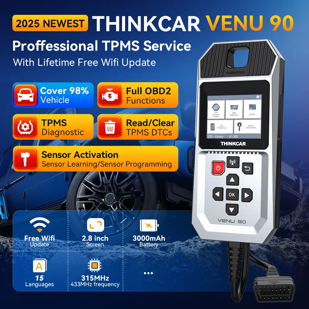 THINKCAR VENU 90 TPMS outil de pression de pneu réapprendre activer les capteurs de programmation pour 315MHz/433MHz voiture OBD2 lecteur de code diagnostic