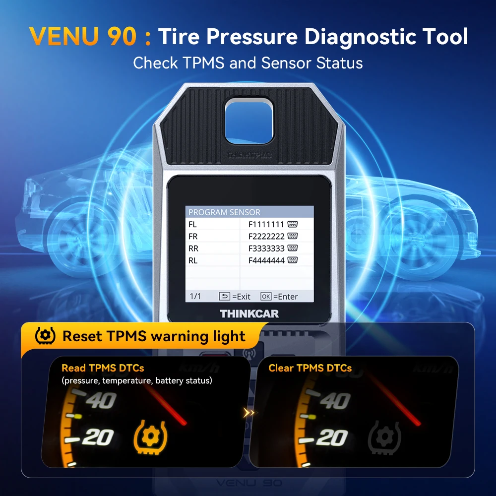 THINKCAR VENU 90 TPMS outil de pression de pneu réapprendre activer les capteurs de programmation pour 315MHz/433MHz voiture OBD2 lecteur de code diagnostic