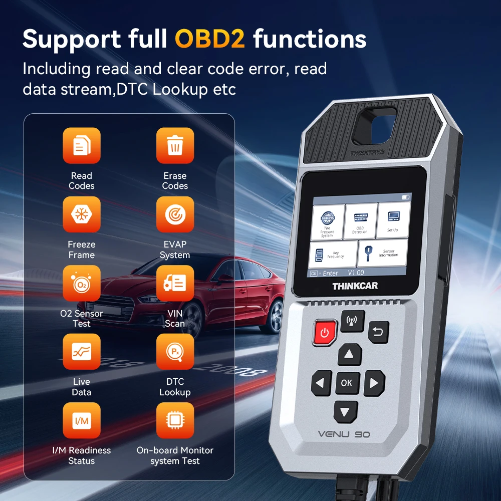 THINKCAR VENU 90 TPMS outil de pression de pneu réapprendre activer les capteurs de programmation pour 315MHz/433MHz voiture OBD2 lecteur de code diagnostic