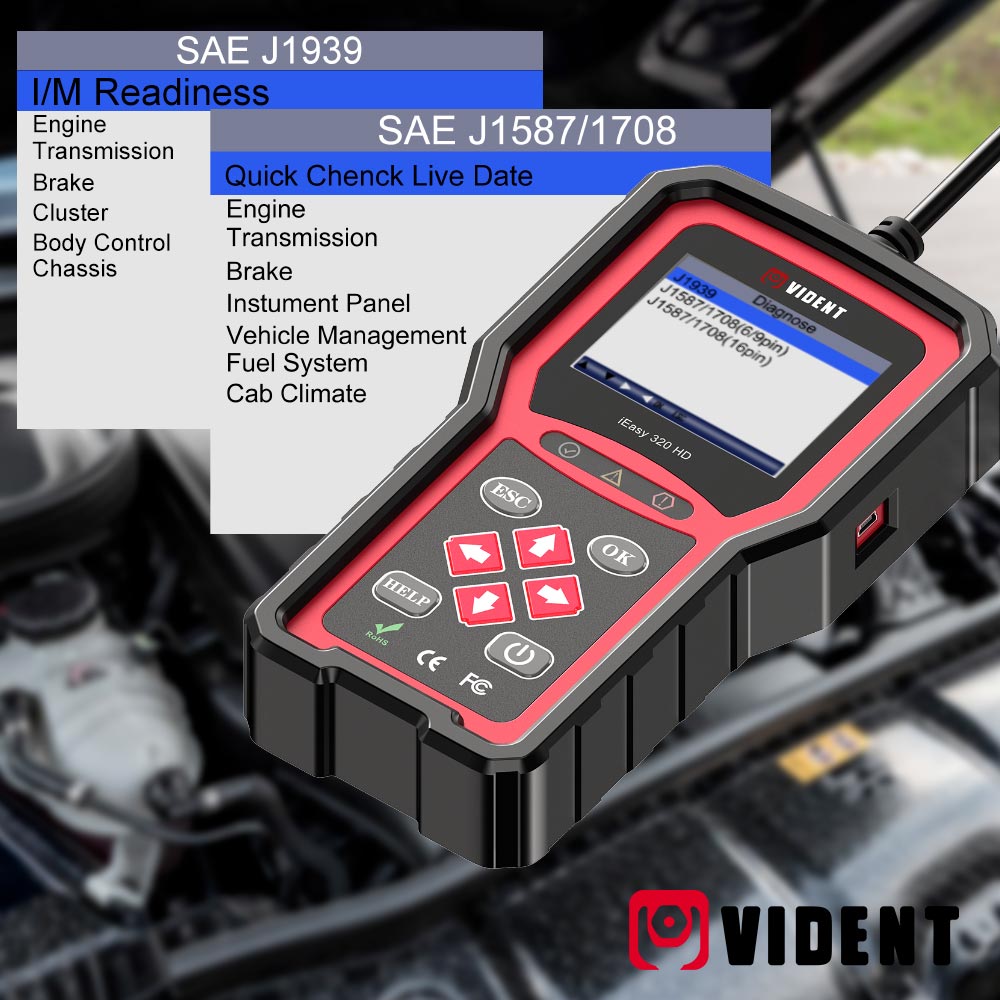 Vident iEasy320HD outil de diagnostic de camion diesel OBD2 scanner outil de diagnostic de camions de lecteur de code automobile OBD2 voitures