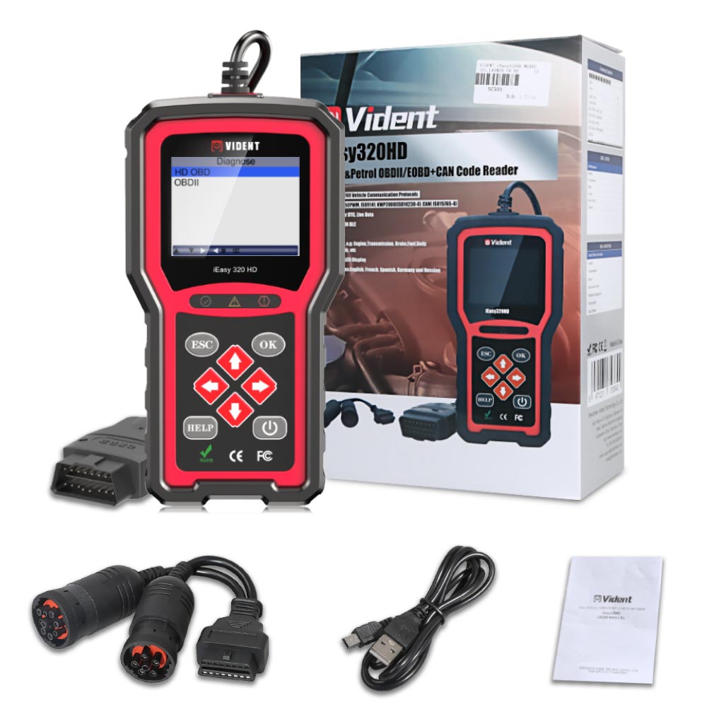 Vident iEasy320HD outil de diagnostic de camion diesel OBD2 scanner outil de diagnostic de camions de lecteur de code automobile OBD2 voitures