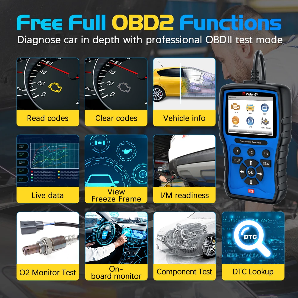Vident ILink304 OBD2 Lecteur de code de service de réinitialisation de l'huile EPB SAS BMS de l'outil de diagnostic de la voiture du système du scanner automobile 4 mise à jour gratuite