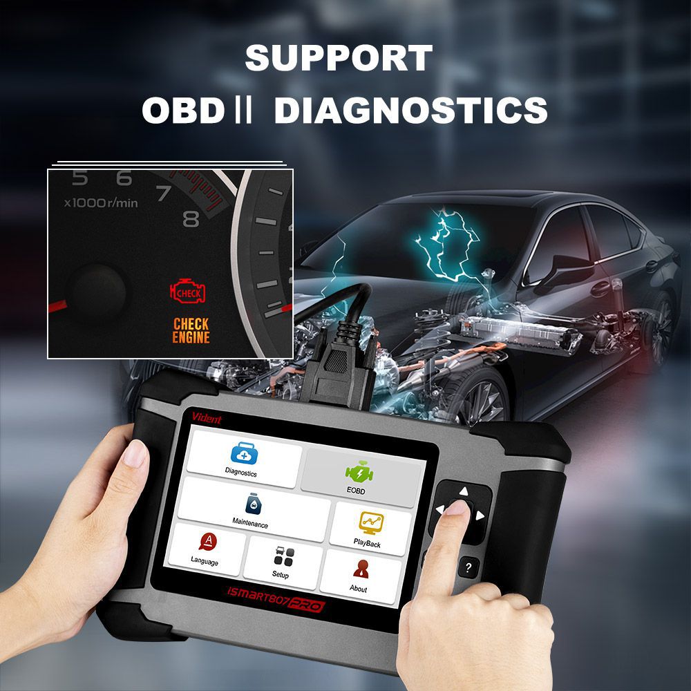 Vident ismart807pro système complet obd OBDII scanner outil de diagnostic entièrement automatique DPF ABS airbag Réinitialisation de la durée de vie de l'huile
