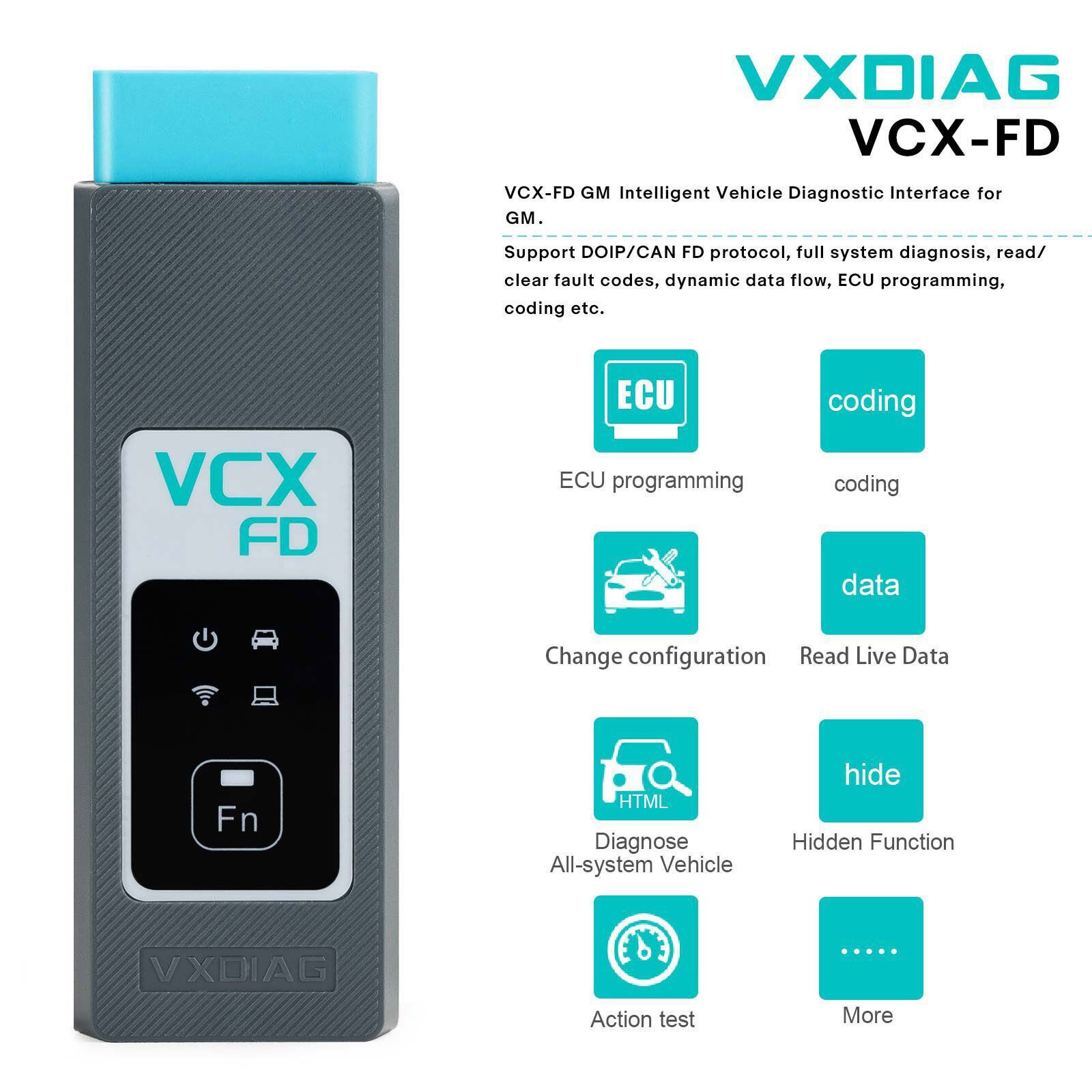 VXDIAG VCX-FD VCX FD GM interface de diagnostic de véhicule intelligent pour GM Chevrolet/Buick/Cadillac/Opel/Holden outil de diagnostic