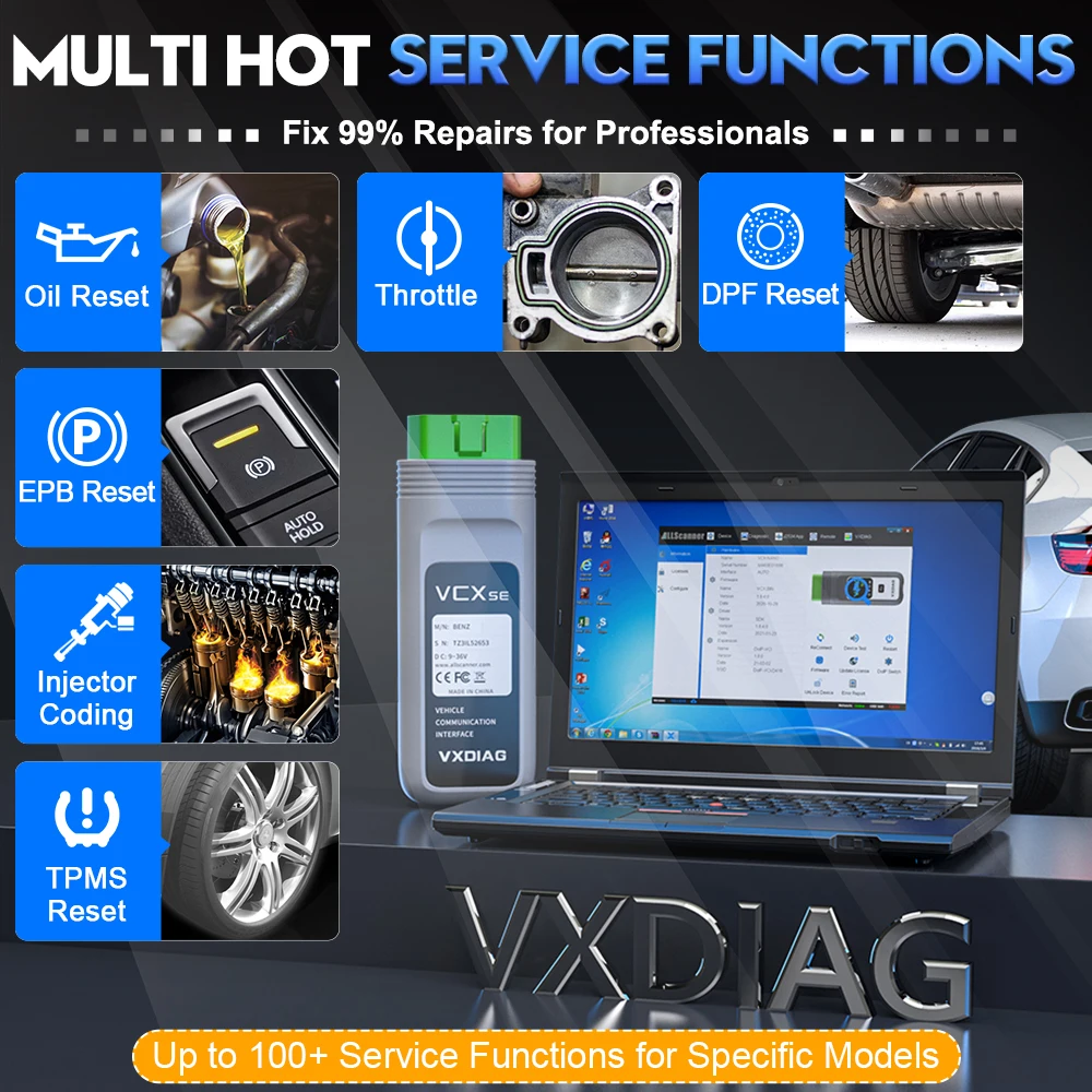 VXDIAG VCX SE pour Peugeot Outil de diagnostic pour Citroen Voiture OBD2 Lecteur de code de scanner ECU Codage J2534 Programmation DoIP pour PSA