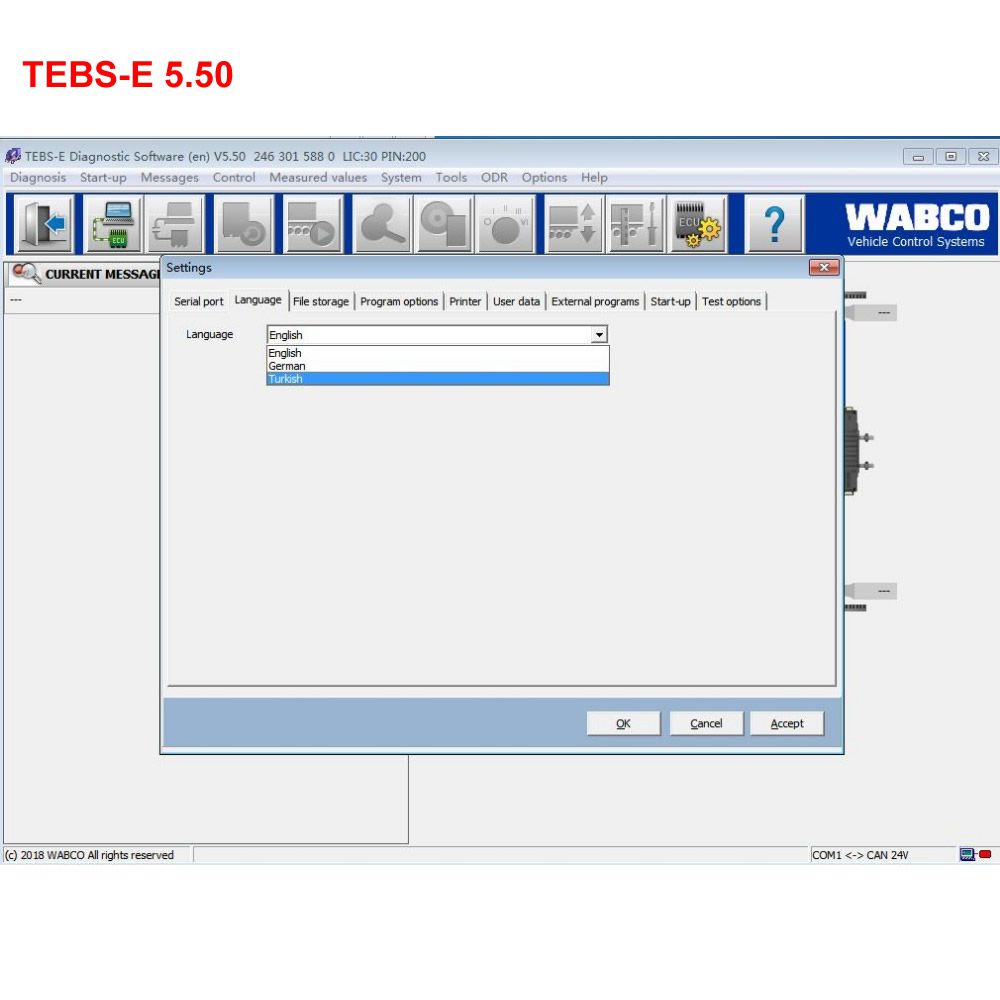 Wabco Diagnostic Software wabco tebs - e 5.50 + pin Calculator Installation service support English and German Russian